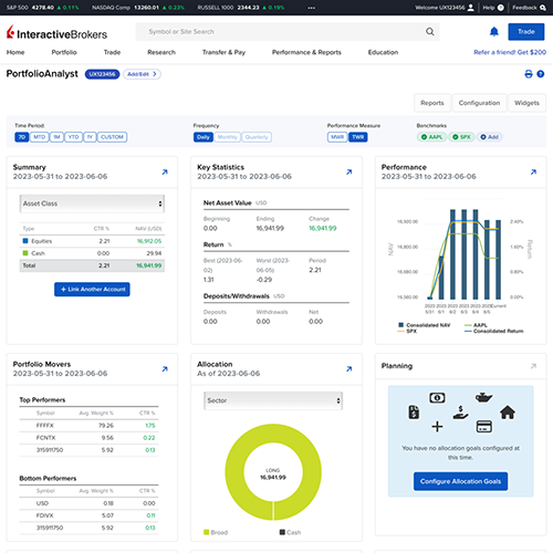 IBKR PortfolioAnalyst dashboard